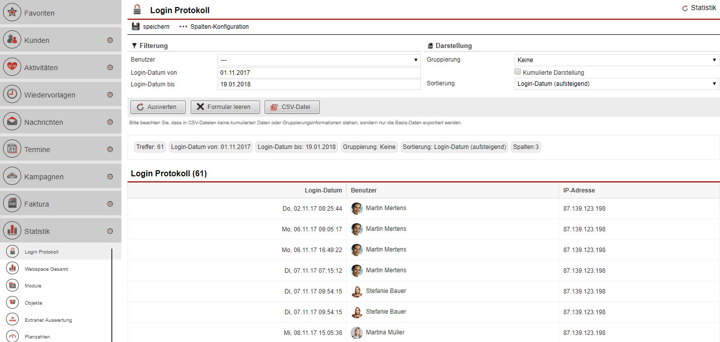 Screenshot überarbeitet Statistik "Login Protokoll"