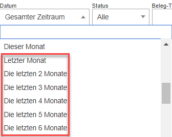 Screenshot Datumsfilter mit verschiedenen Markierungen