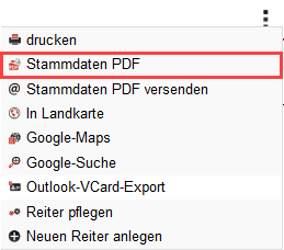 Screenshot Untermenü Stammdaten PDF